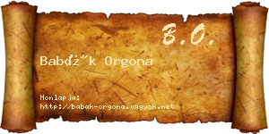 Babák Orgona névjegykártya